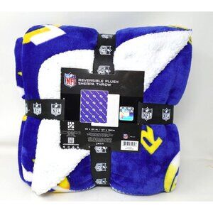 Los Angeles Rams NFL Reversible Sherpa Plush Throw 50×60 New